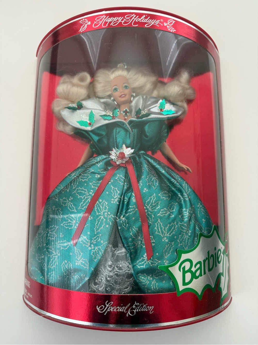 1995 Barbie Special Edition Happy Holidays Mattel 14123 Doll Christmas Green
